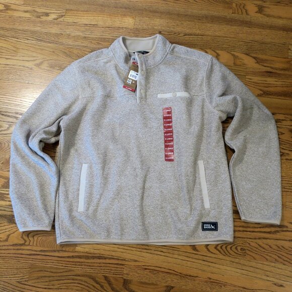 Eddie Bauer Quarter Snap Cozy Sweater Fleece Pullover Ivory NWT $90 Men's XL - Picture 2 of 6